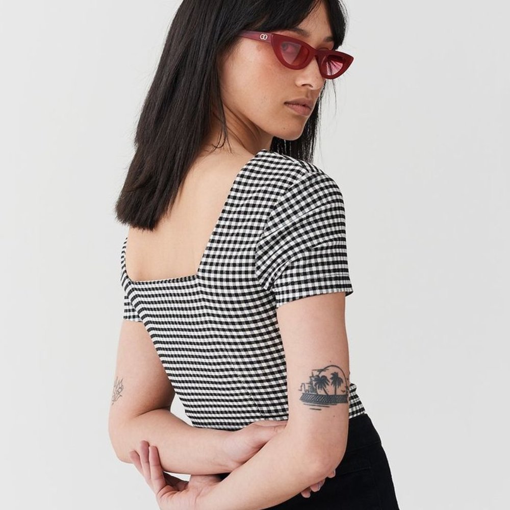 LAZY OAF Cherry Boob gingham retro crop top - Picture 4 of 10